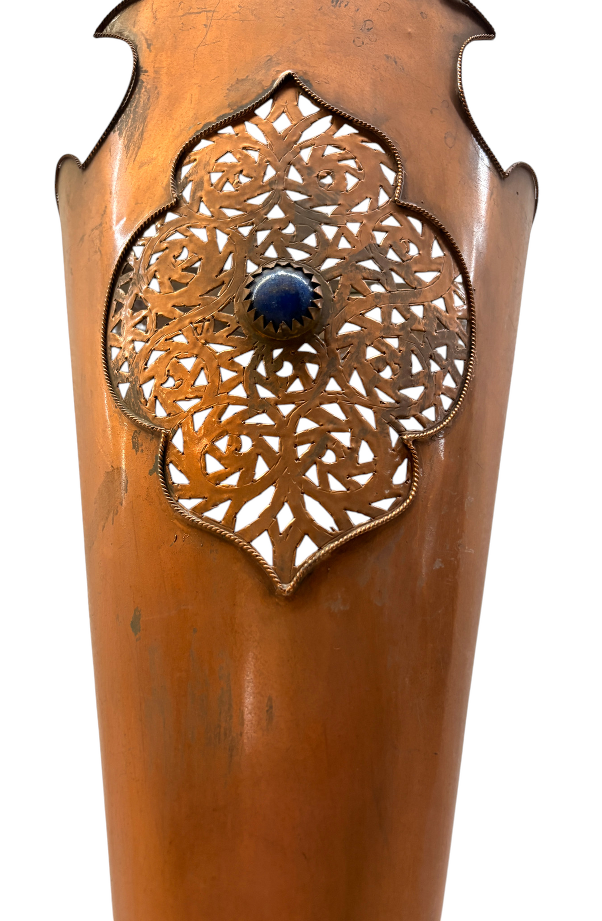Copper Crested Cone Sconce with Medallion Accent