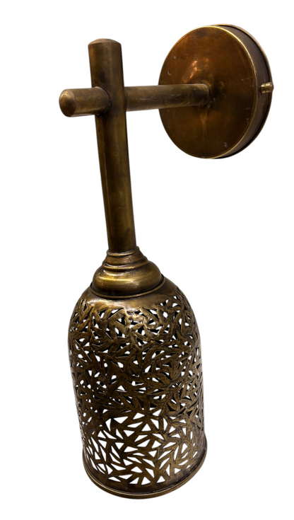 Brass Rod Pendant Sconce with Pierced Cylinder