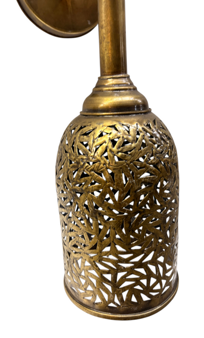Brass Rod Pendant Sconce with Pierced Cylinder