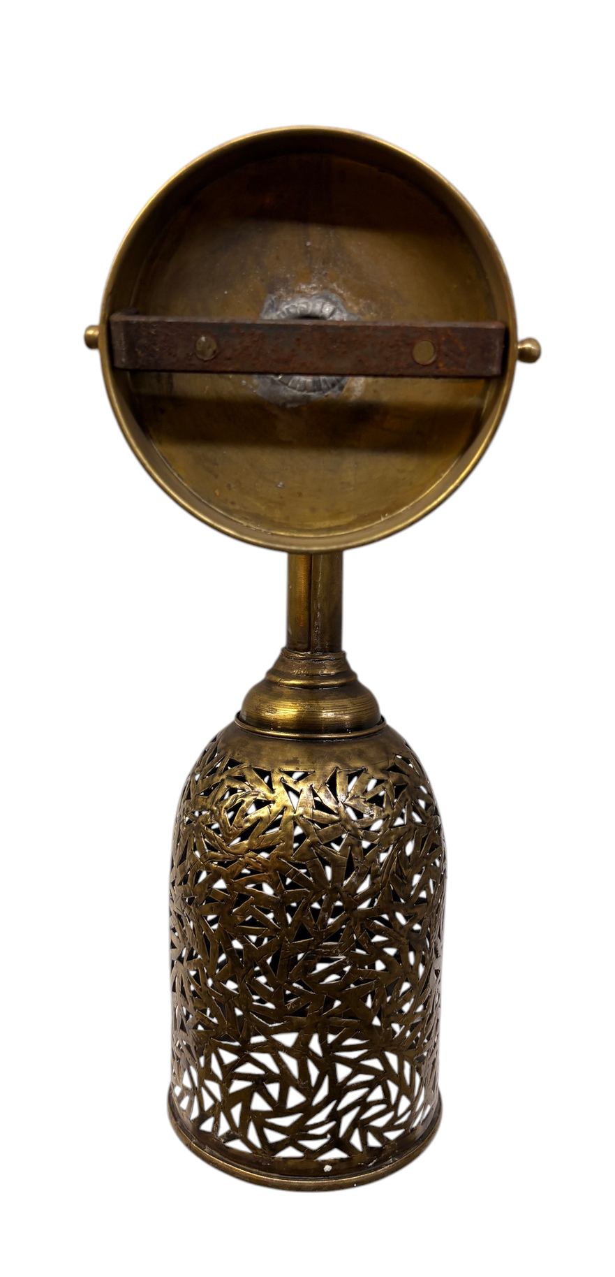 Brass Rod Pendant Sconce with Pierced Cylinder