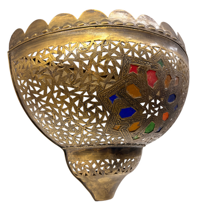 Scalloped Rim Gem Basket Sconce