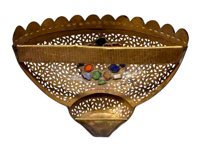 Scalloped Rim Gem Basket Sconce