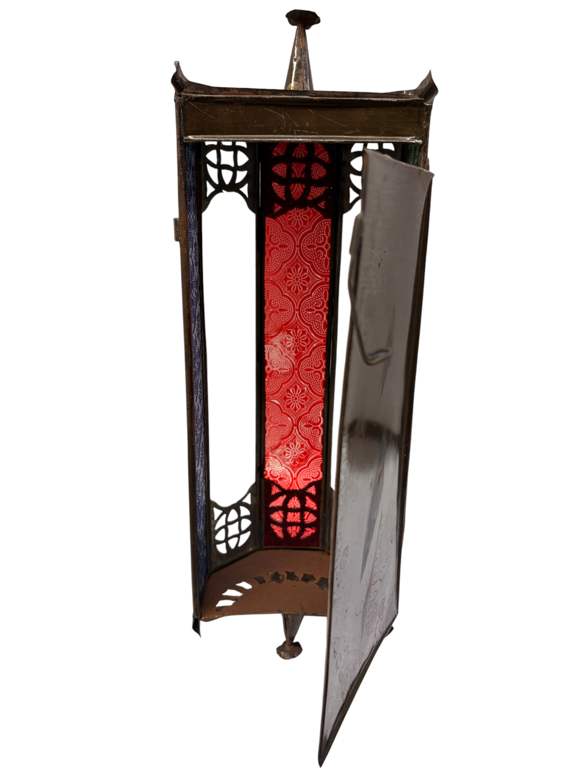 Cast Zinc Lantern Sconce with Hinged Door