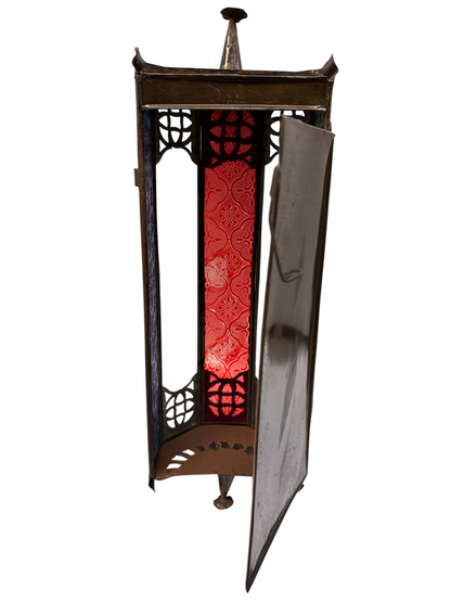 Cast Zinc Lantern Sconce with Hinged Door