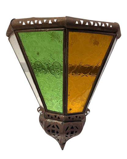 Fan-Shaped Stained Glass Sconce