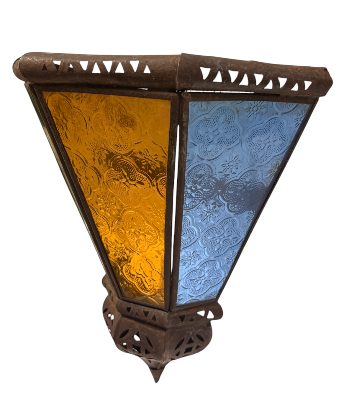 Fan-Shaped Stained Glass Sconce