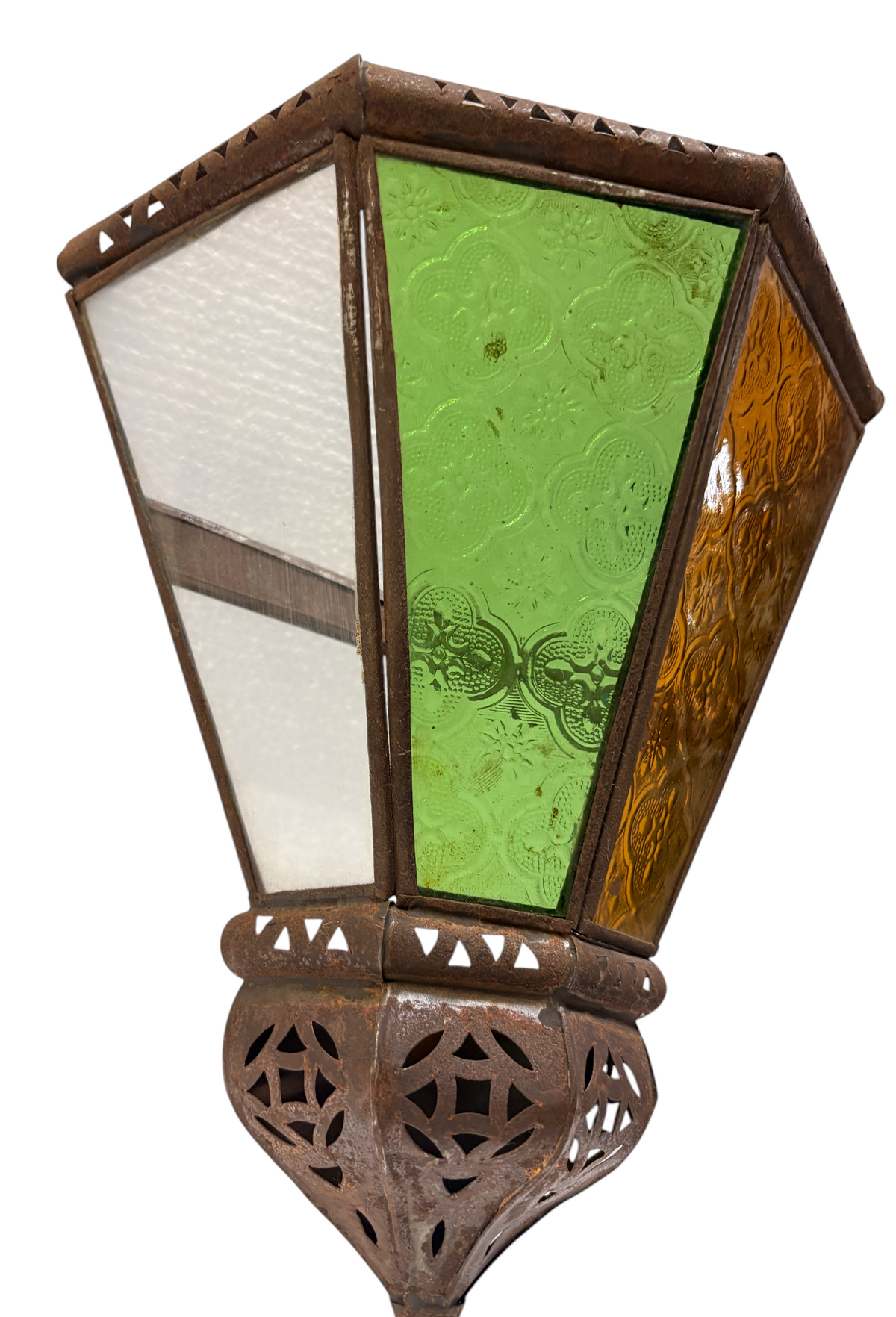 Fan-Shaped Stained Glass Sconce