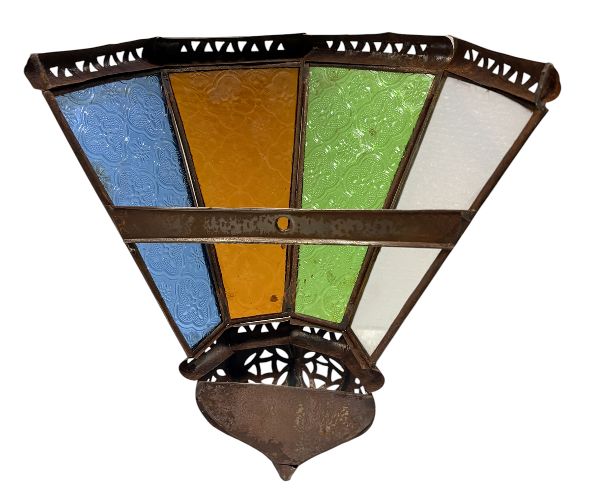 Fan-Shaped Stained Glass Sconce