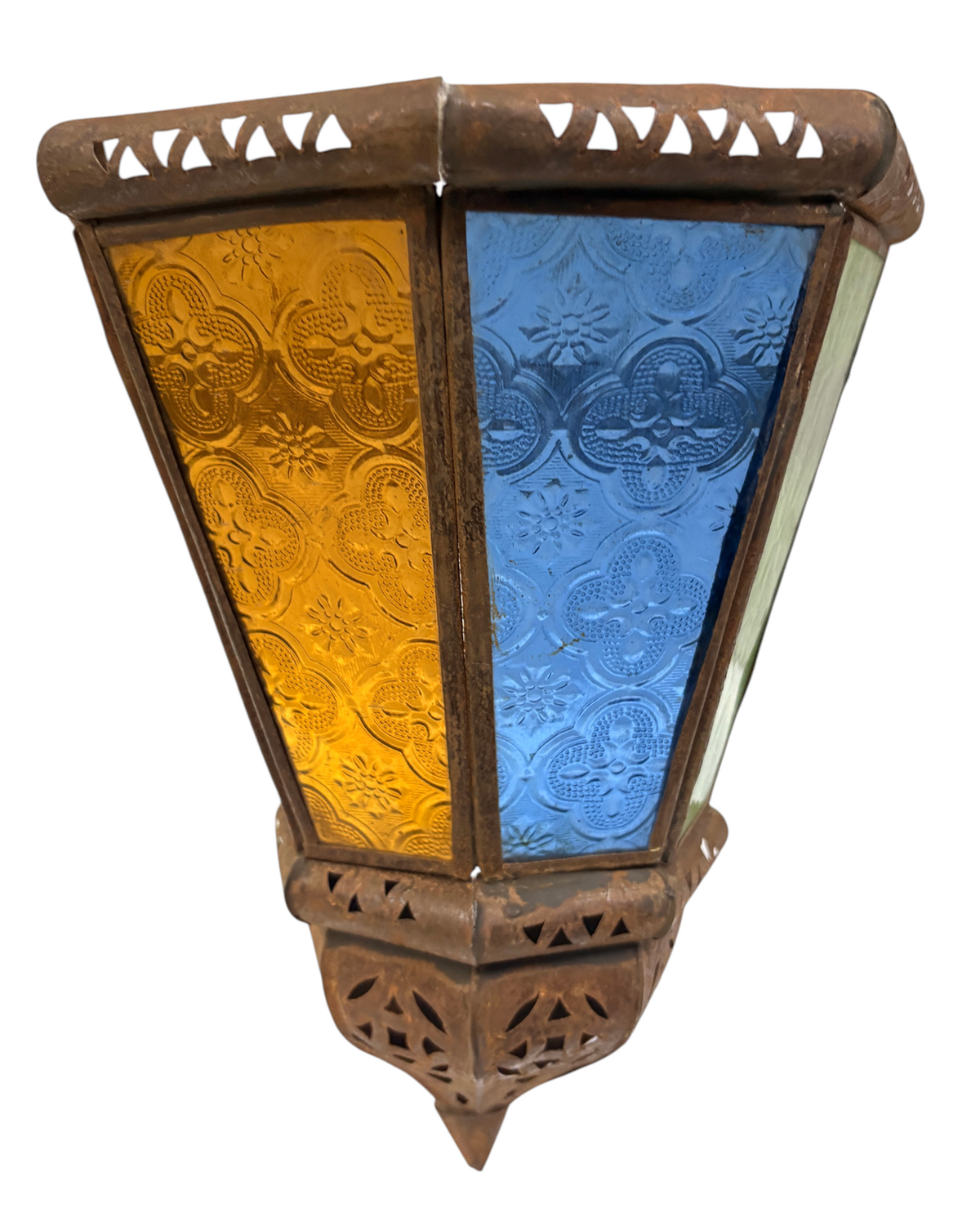 Fan-Shaped Stained Glass Sconce