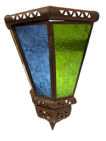 Fan-Shaped Stained Glass Sconce
