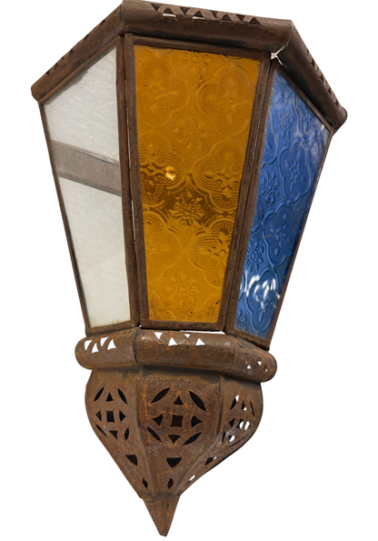 Fan-Shaped Stained Glass Sconce