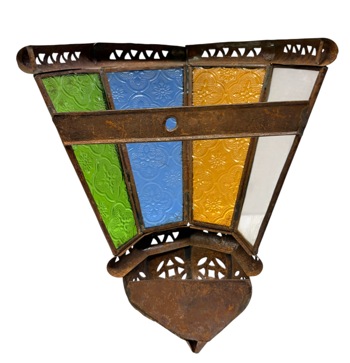 Fan-Shaped Stained Glass Sconce