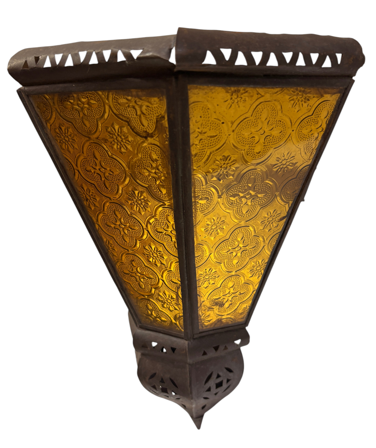 Fan-Shaped Stained Glass Sconce