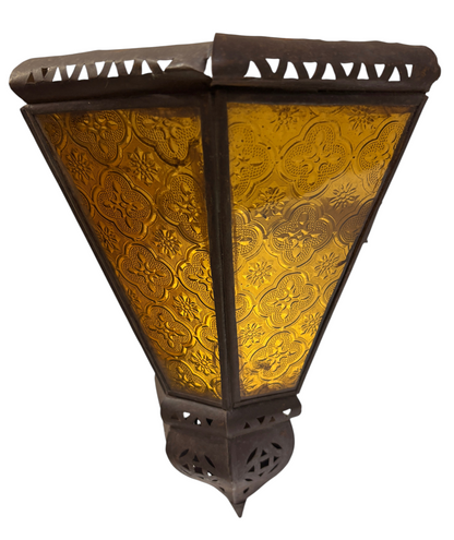 Fan-Shaped Stained Glass Sconce