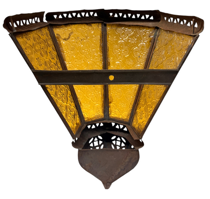 Fan-Shaped Stained Glass Sconce