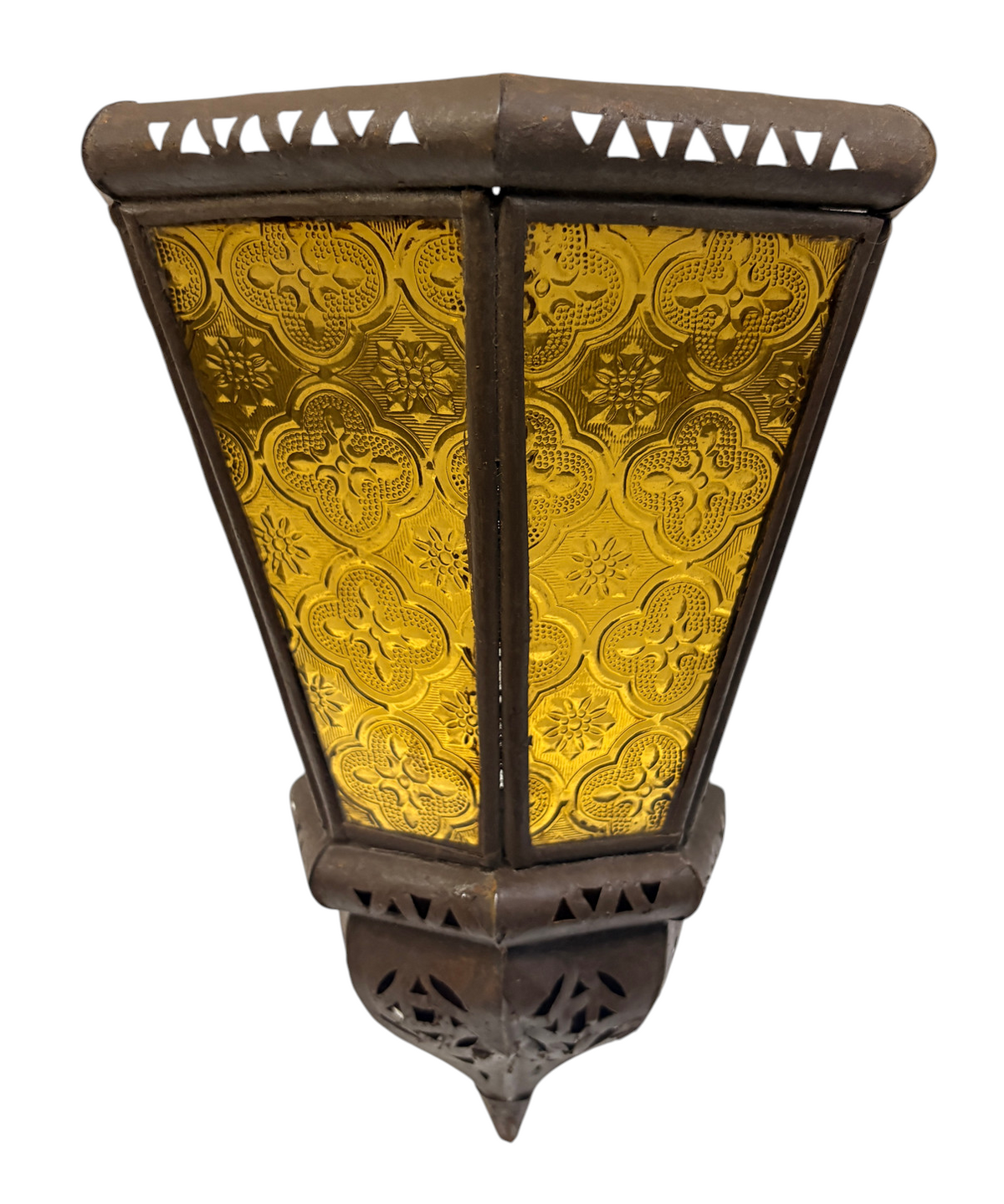 Fan-Shaped Stained Glass Sconce