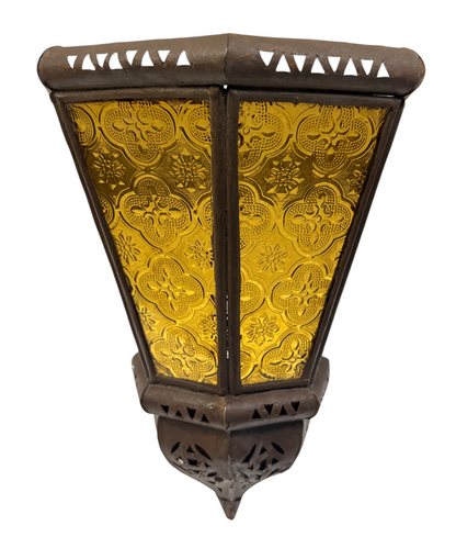 Fan-Shaped Stained Glass Sconce