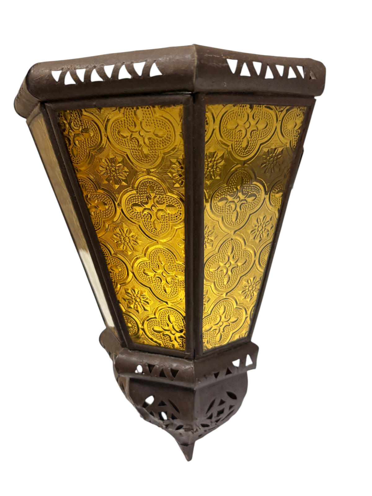 Fan-Shaped Stained Glass Sconce