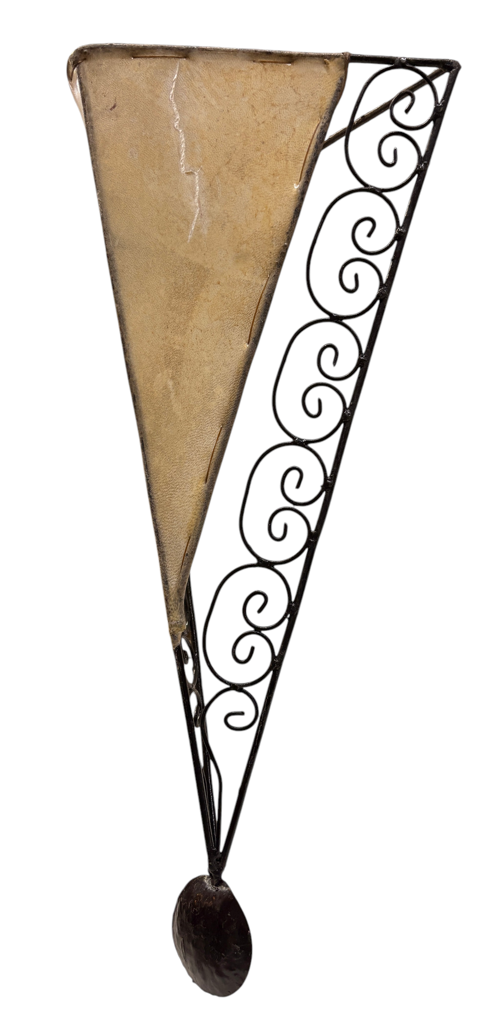 Dyed Henna Sconce with Wrought Iron Scroll Frame