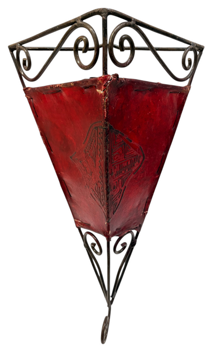 Dyed Henna Sconce with Arched Iron Scrollwork