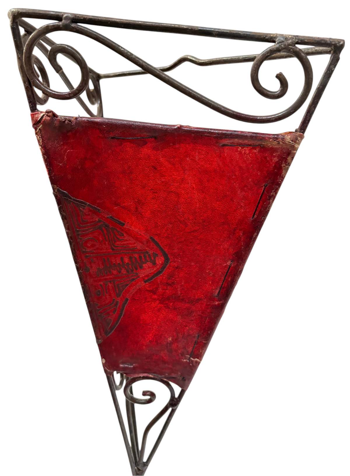 Dyed Henna Sconce with Arched Iron Scrollwork