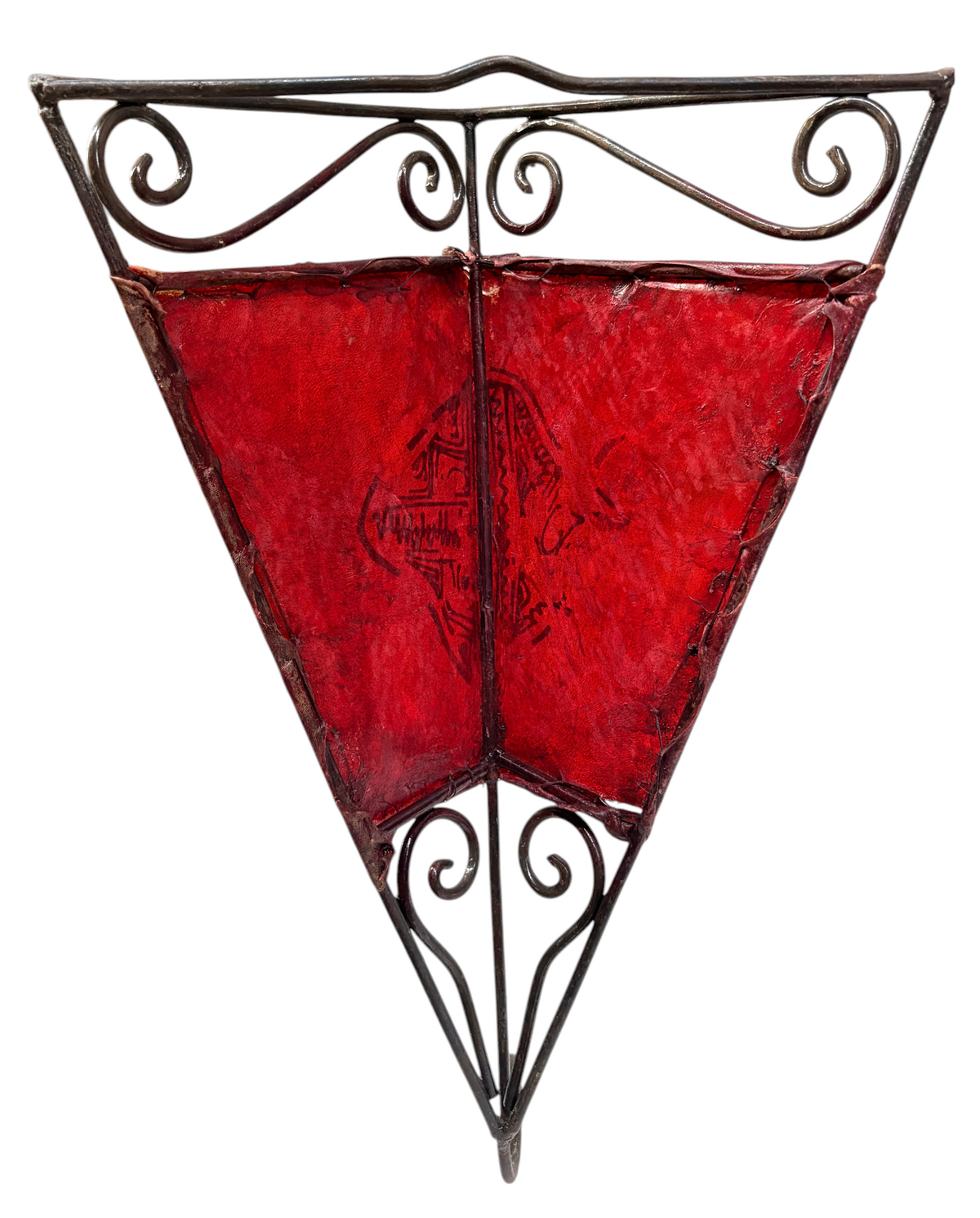 Dyed Henna Sconce with Arched Iron Scrollwork