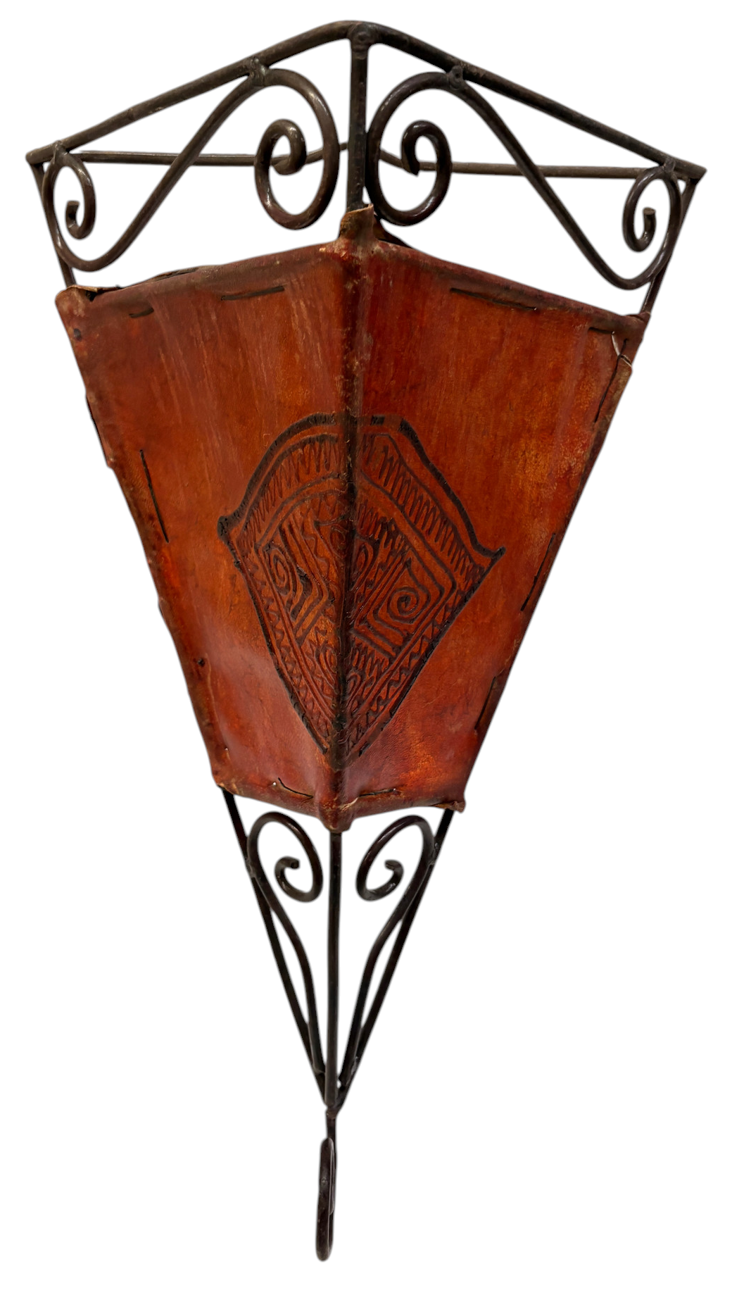 Dyed Henna Sconce with Arched Iron Scrollwork