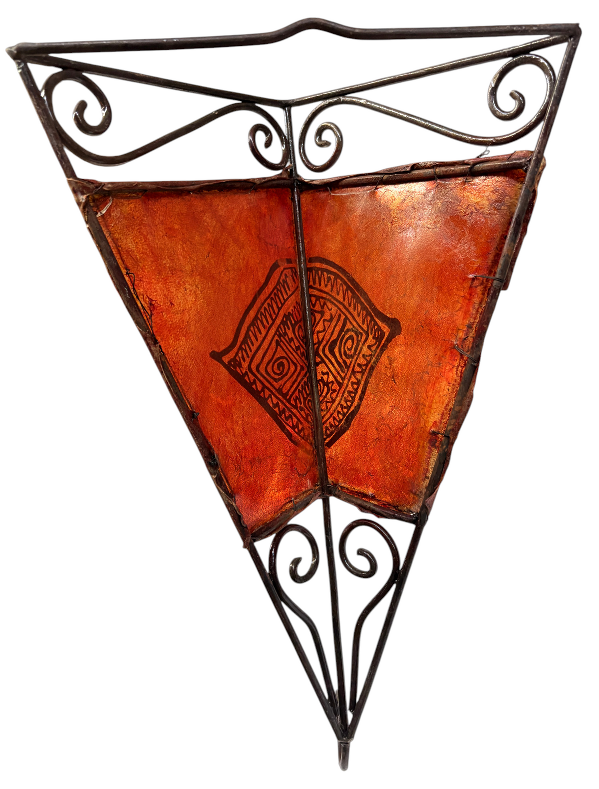 Dyed Henna Sconce with Arched Iron Scrollwork