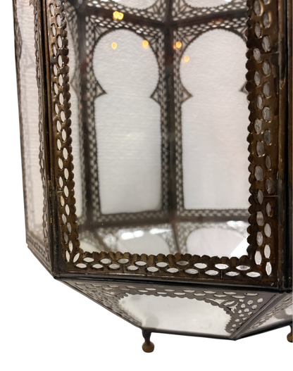 Pierced Zinc Hexagonal Lantern