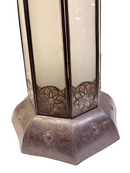 Hexagonal Column Lantern with Frosted Glass