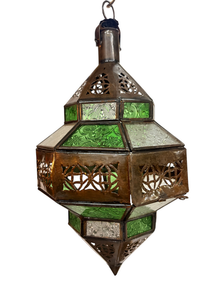 Hanging Multi Color Glass Lantern