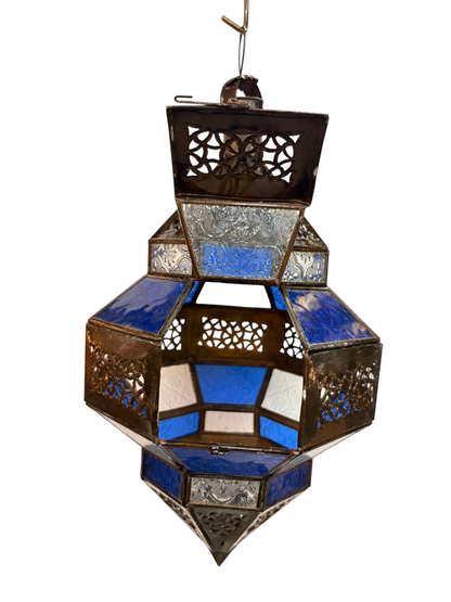 Hanging Multi Color Glass Lantern