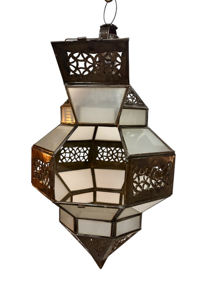 Hanging Multi Color Glass Lantern