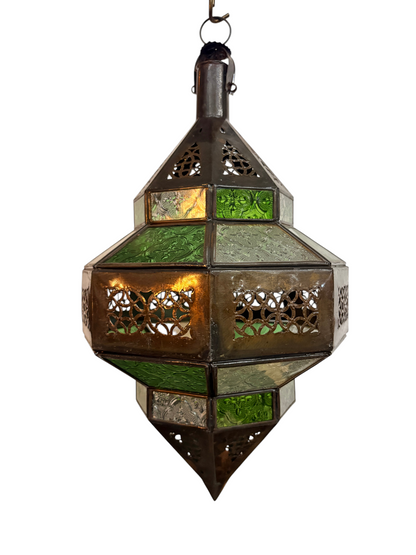 Hanging Multi Color Glass Lantern
