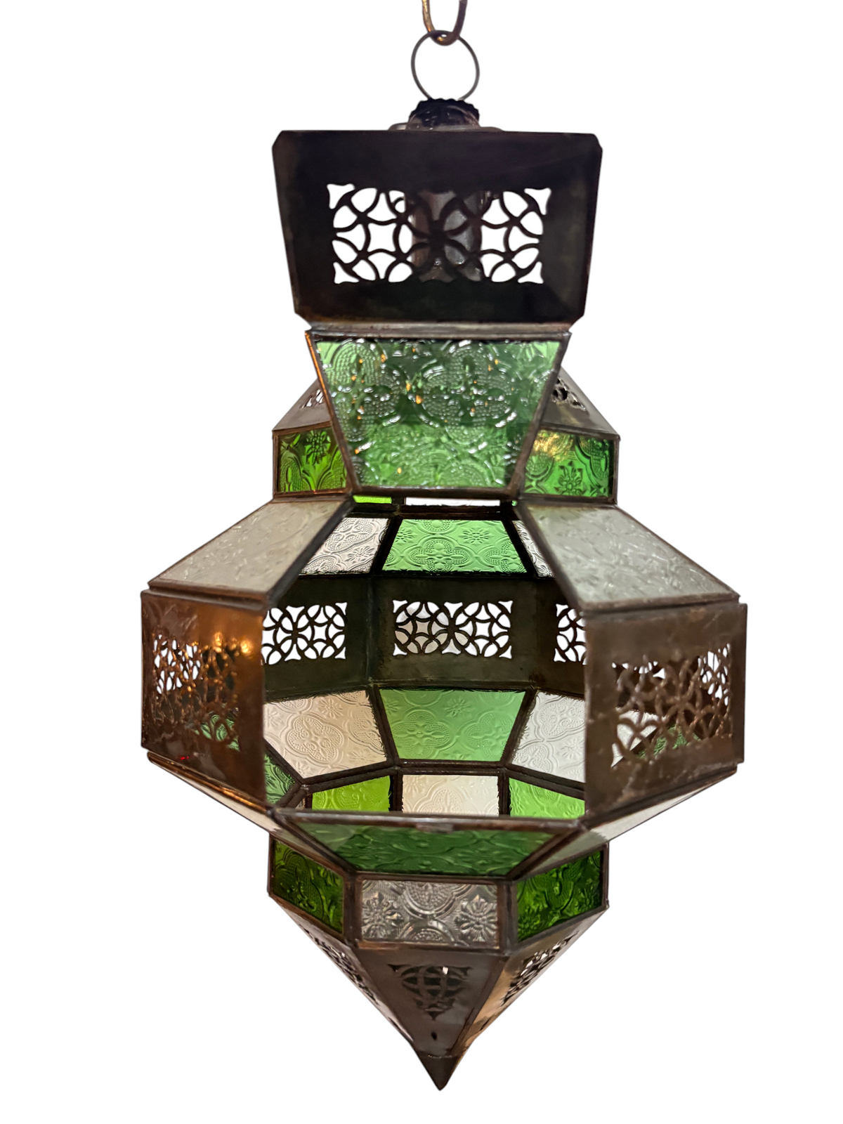 Hanging Multi Color Glass Lantern