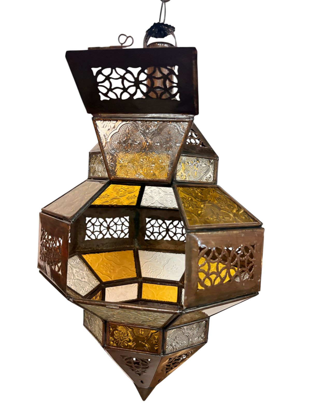 Hanging Multi Color Glass Lantern