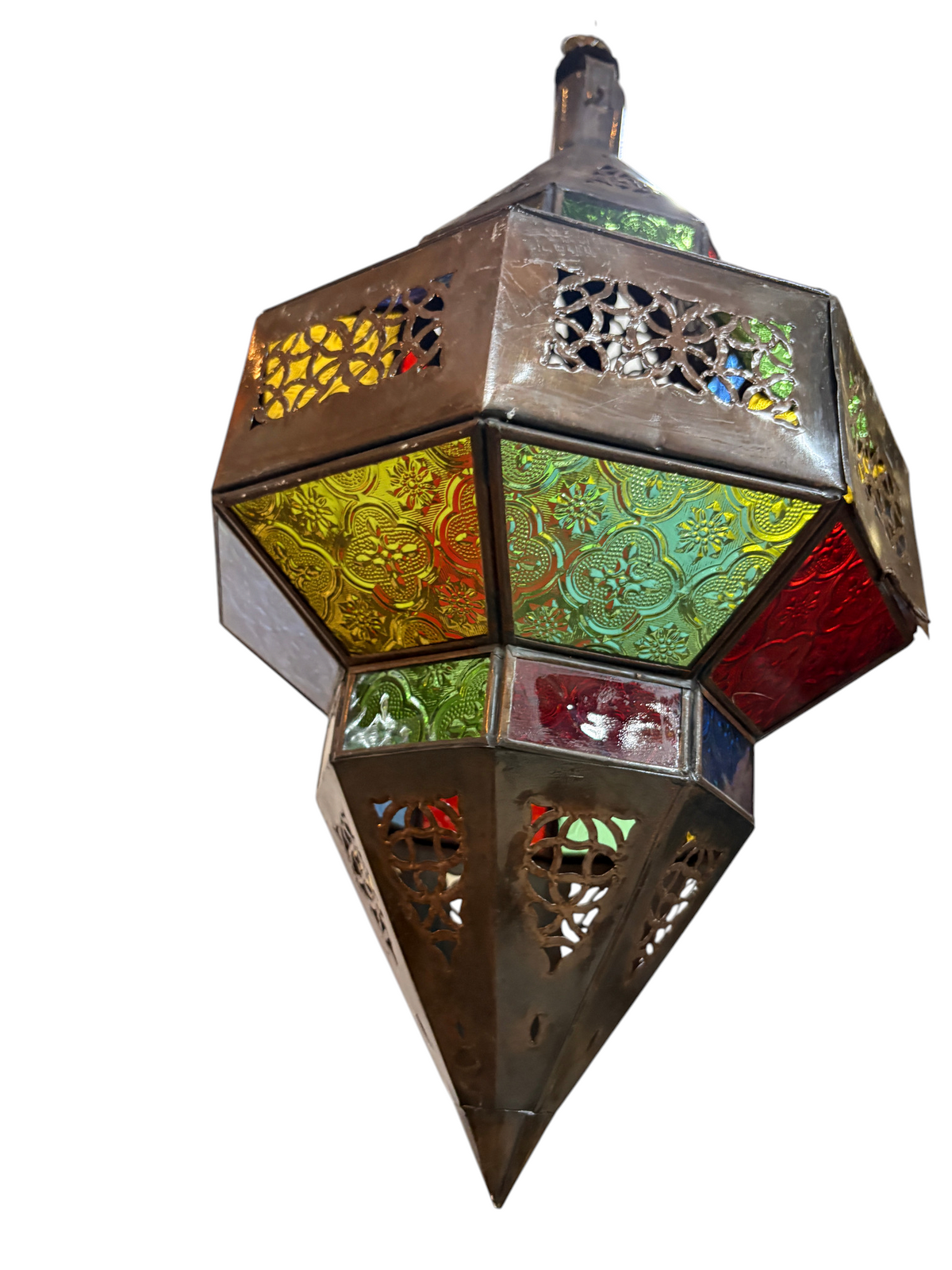 Hanging Multi Color Glass Lantern