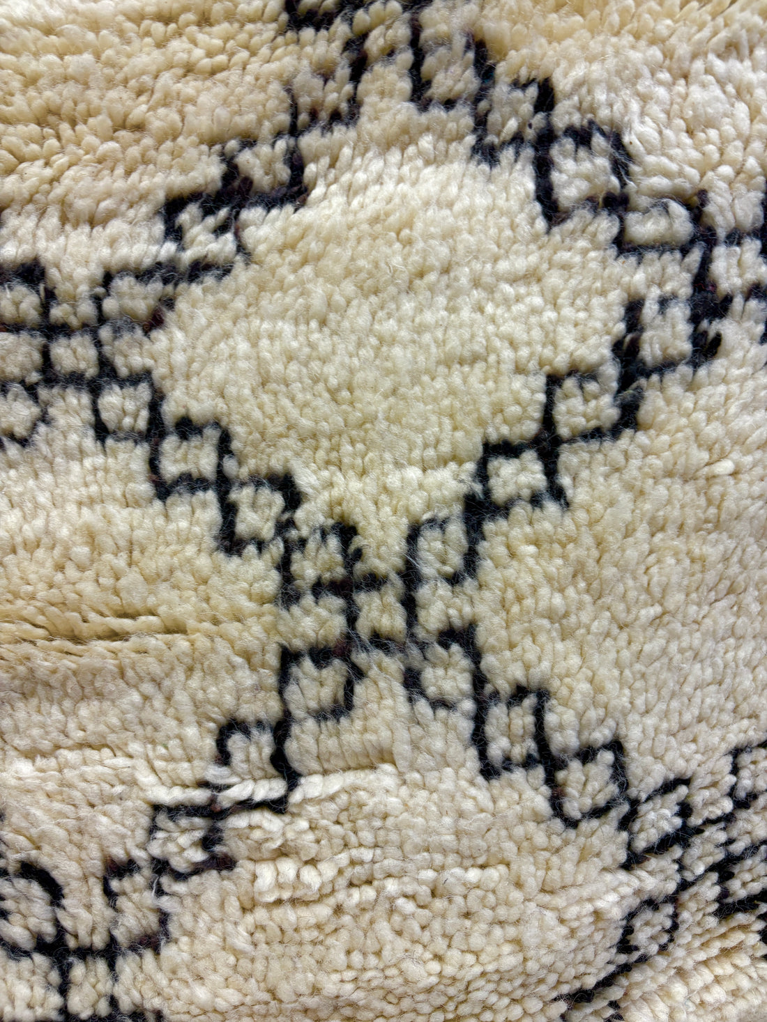 Vintage Beni Ourain Ivory Lattice Wool Rug