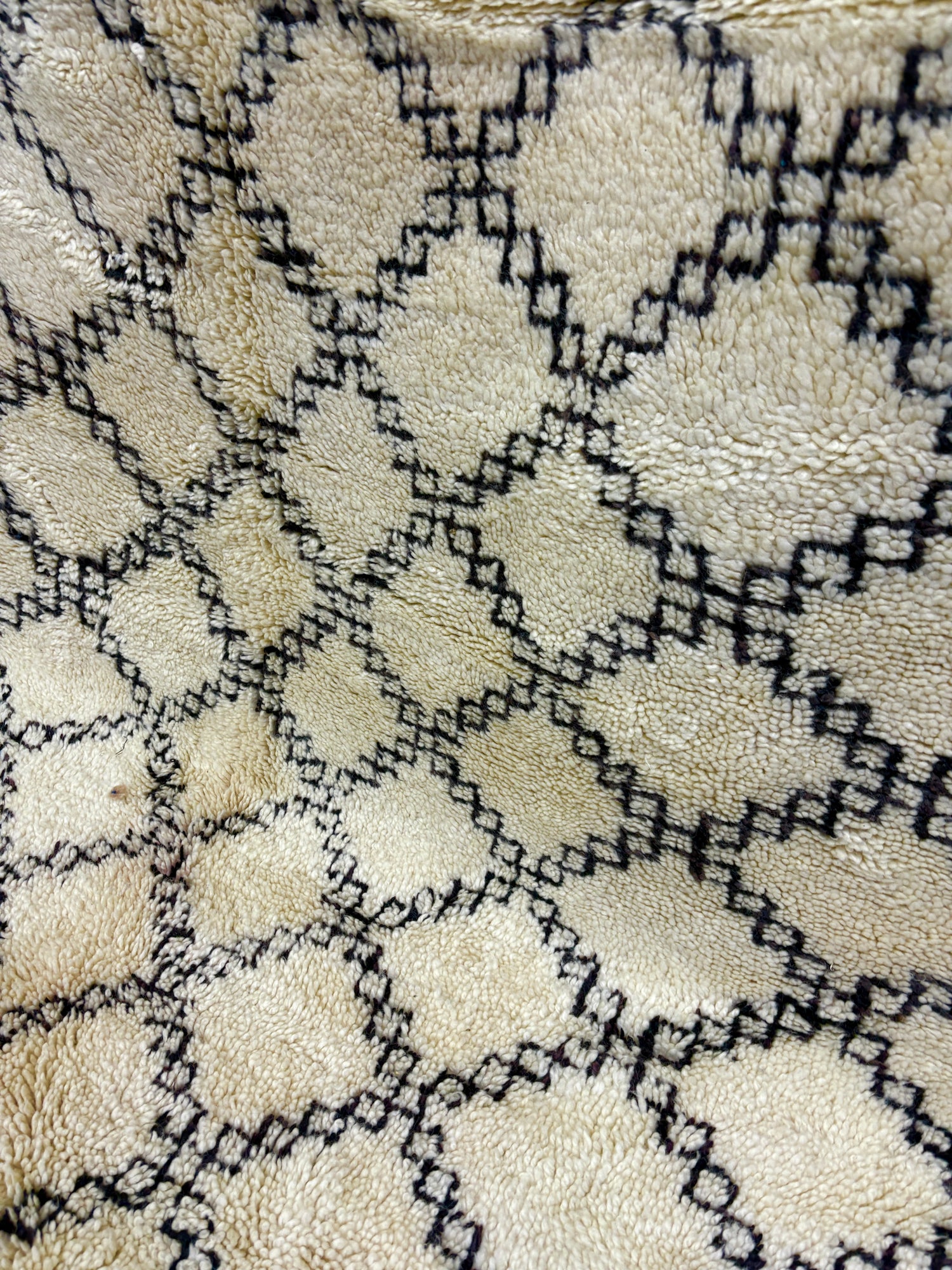 Vintage Beni Ourain Ivory Lattice Wool Rug
