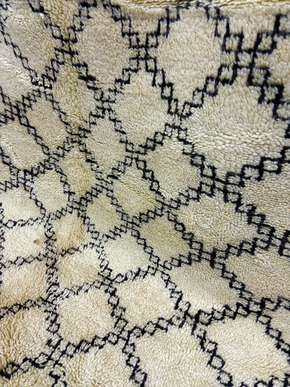 Vintage Beni Ourain Ivory Lattice Wool Rug