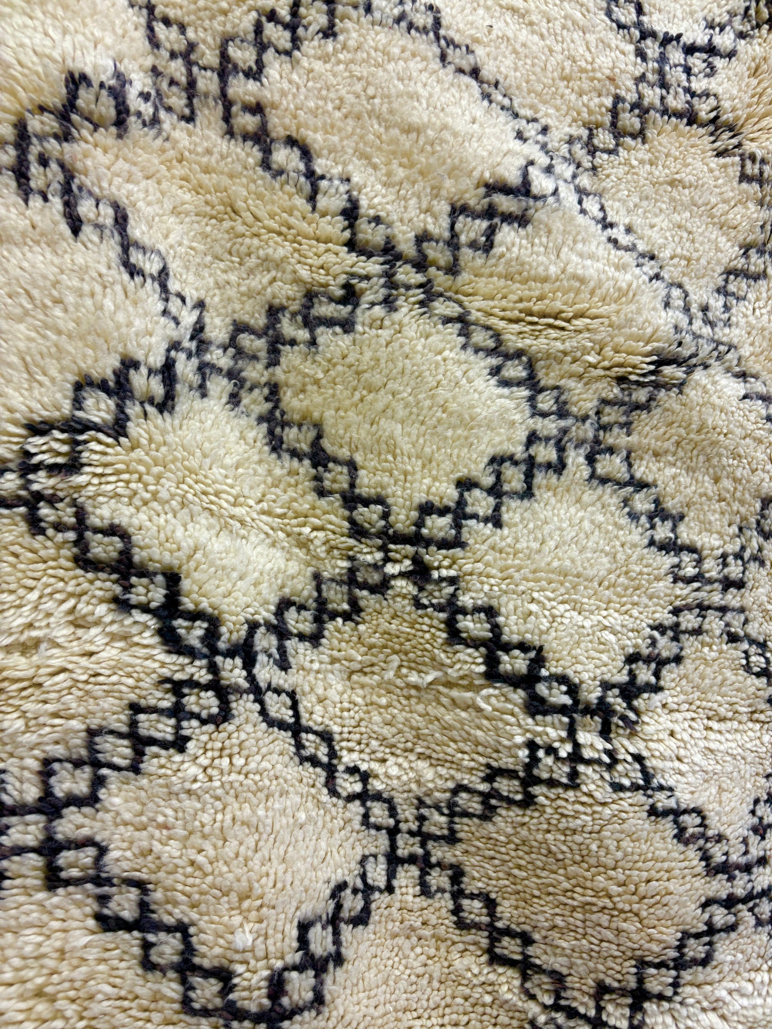 Vintage Beni Ourain Ivory Lattice Wool Rug