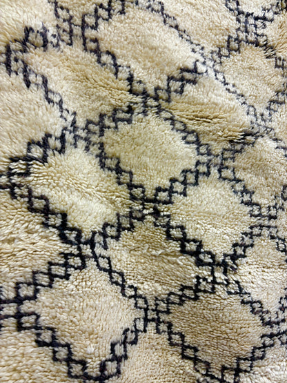 Vintage Beni Ourain Ivory Lattice Wool Rug