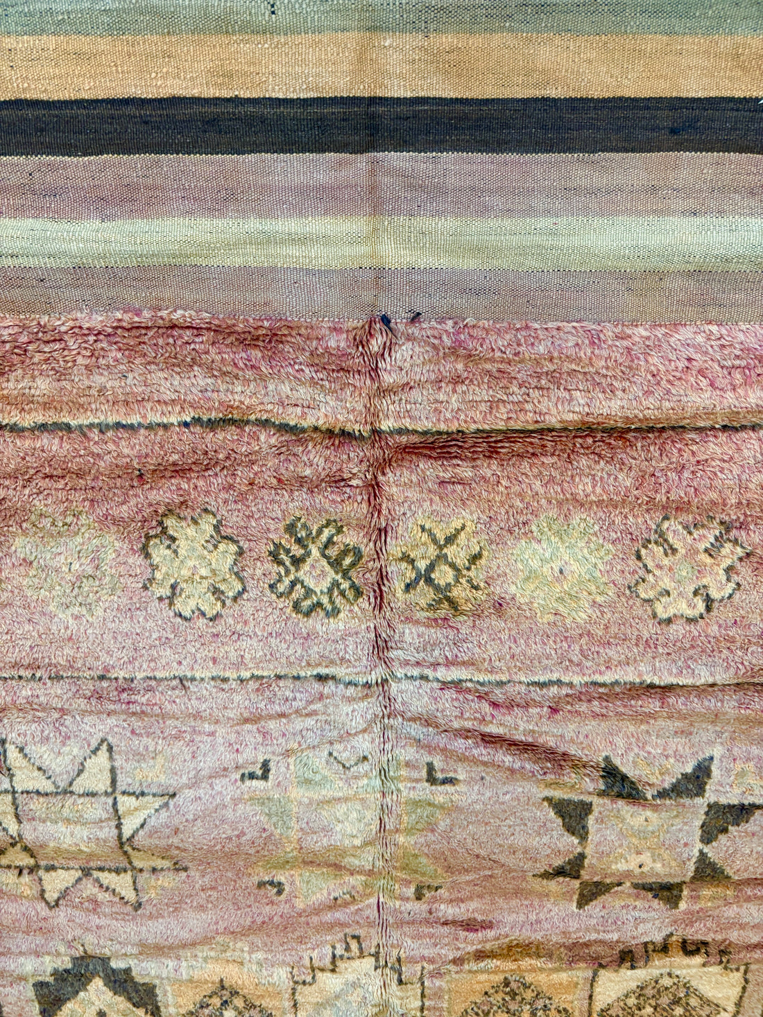 Vintage Boujaad Faded Rose Handwoven Wool Rug