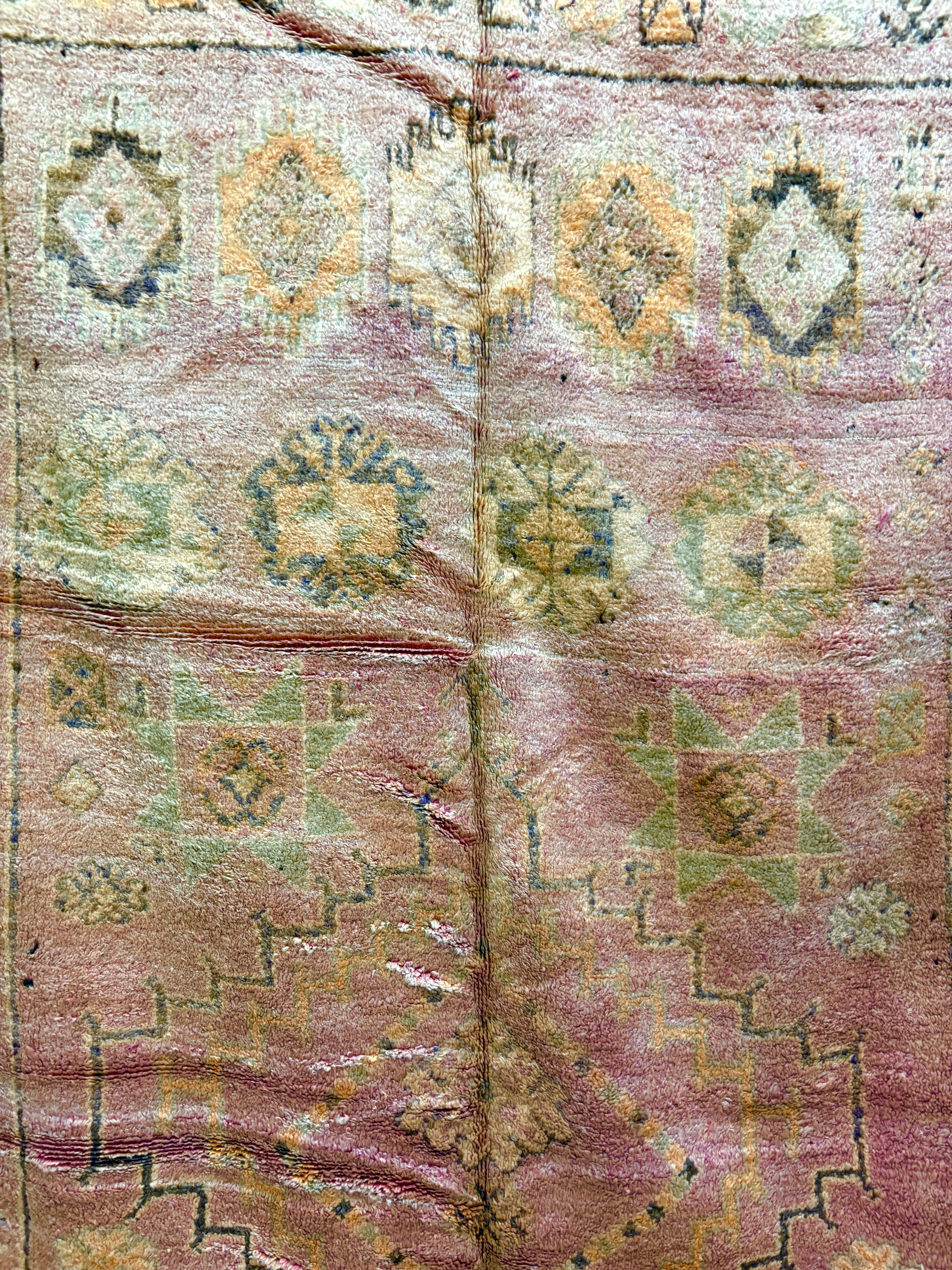 Vintage Boujaad Faded Rose Handwoven Wool Rug