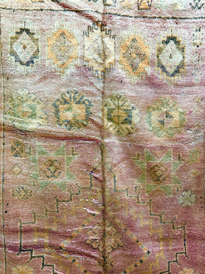Vintage Boujaad Faded Rose Handwoven Wool Rug