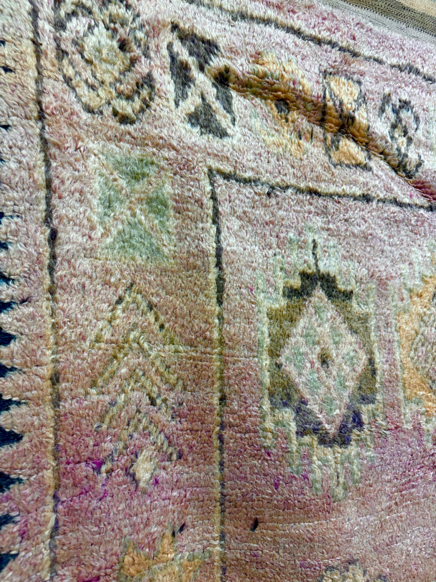 Vintage Boujaad Faded Rose Handwoven Wool Rug