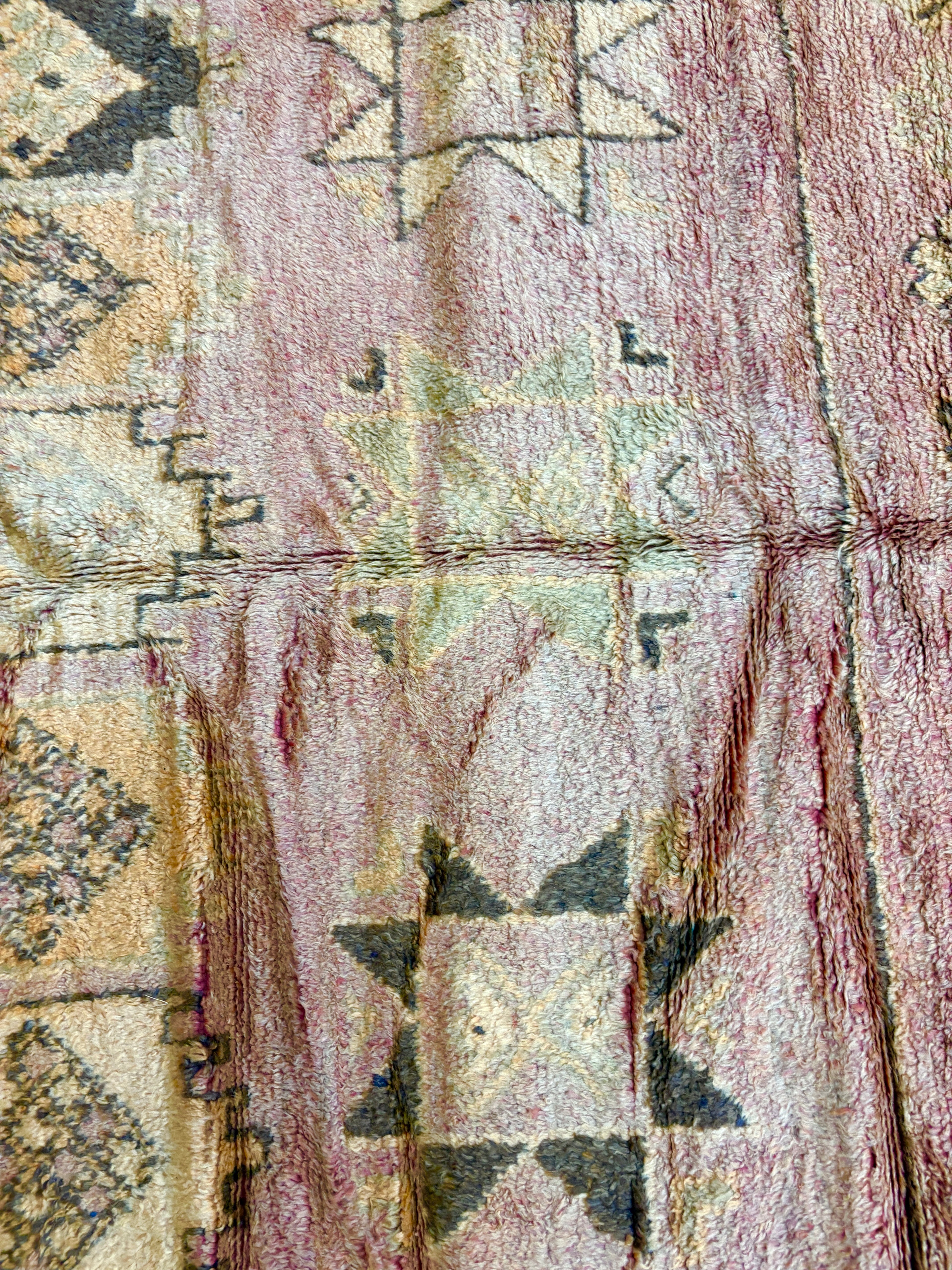 Vintage Boujaad Faded Rose Handwoven Wool Rug