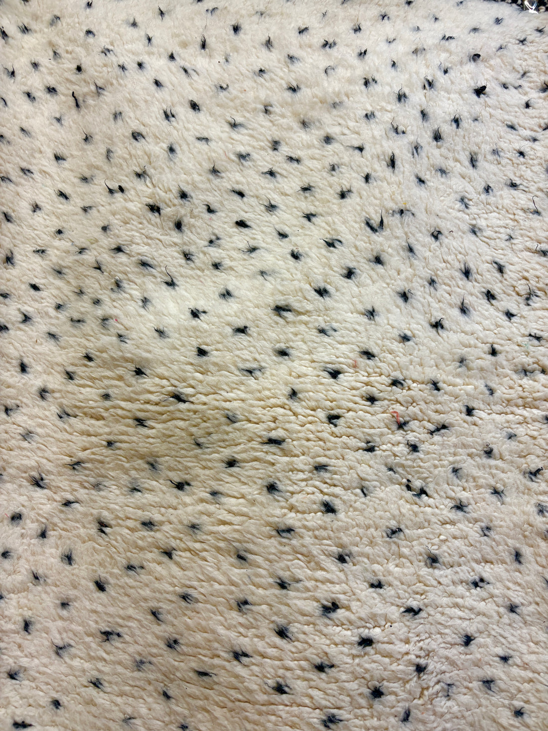 Beni Ourain Moroccan Runner in Ivory Wool with Scattered Black Speckle
