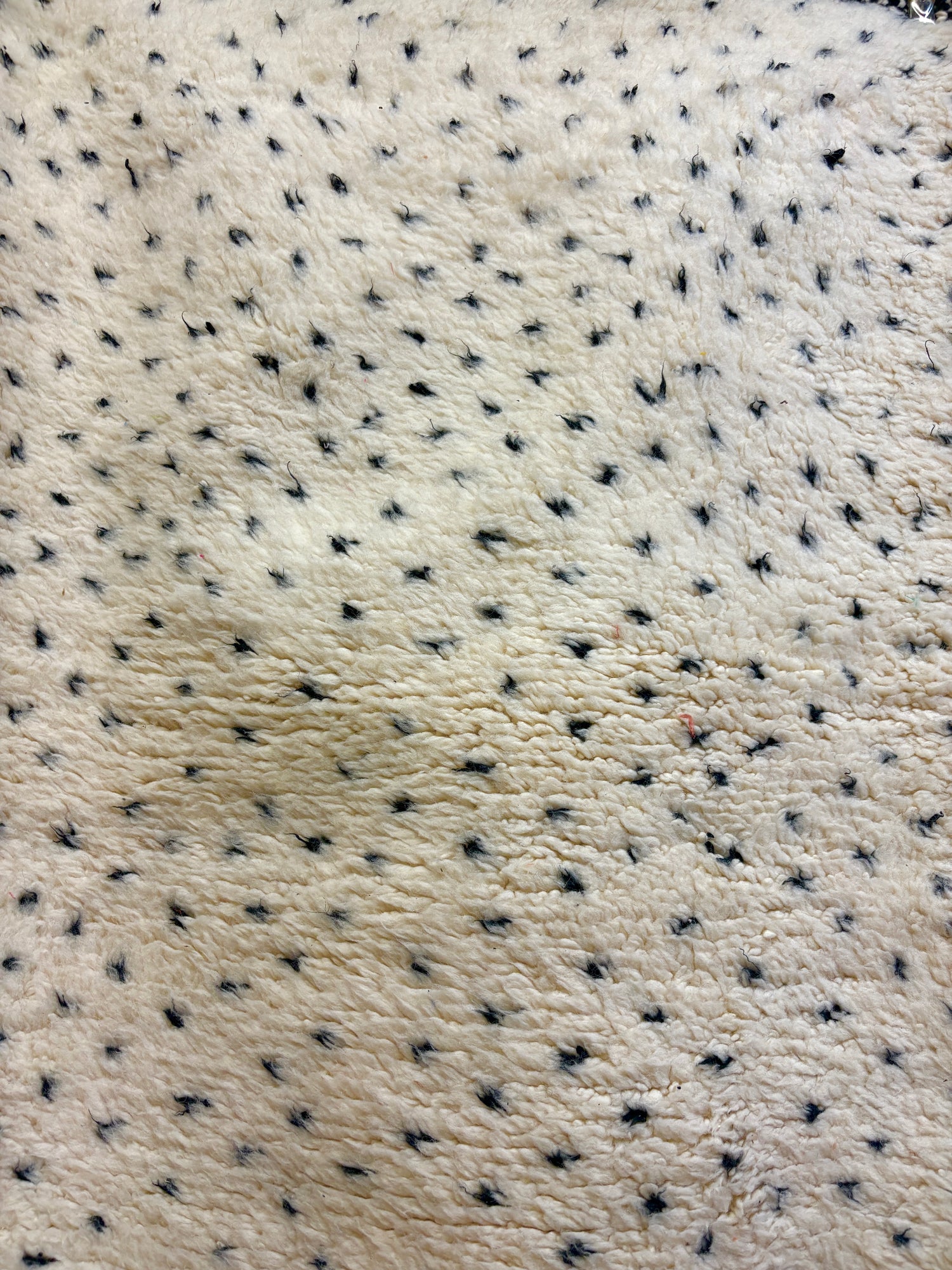 Beni Ourain Moroccan Runner in Ivory Wool with Scattered Black Speckle