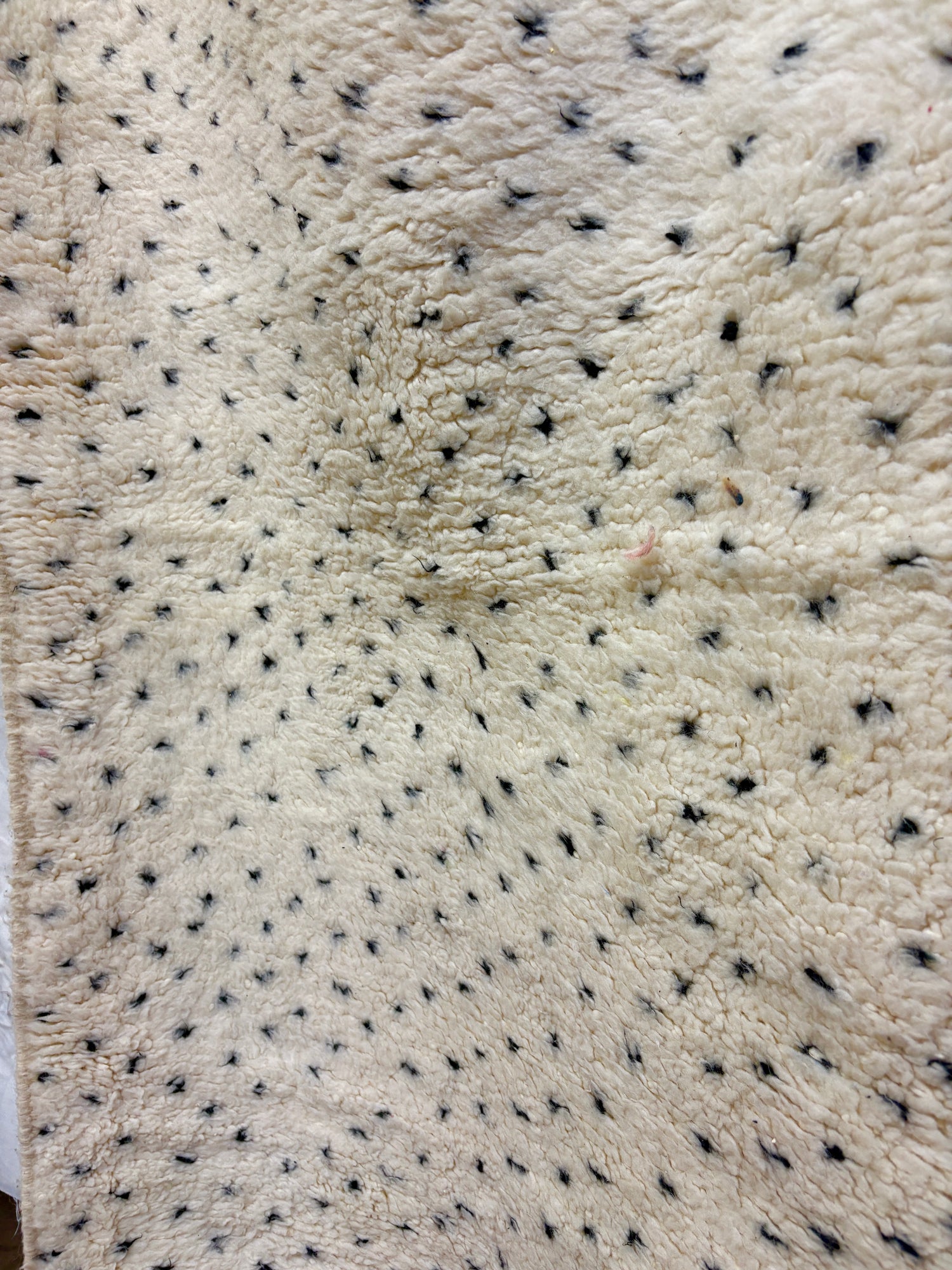 Beni Ourain Moroccan Runner in Ivory Wool with Scattered Black Speckle